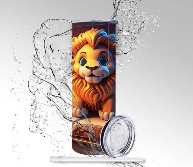 Tumbler: Baby Lion Library Book, Sublimated 20 oz Skinny Tumbler